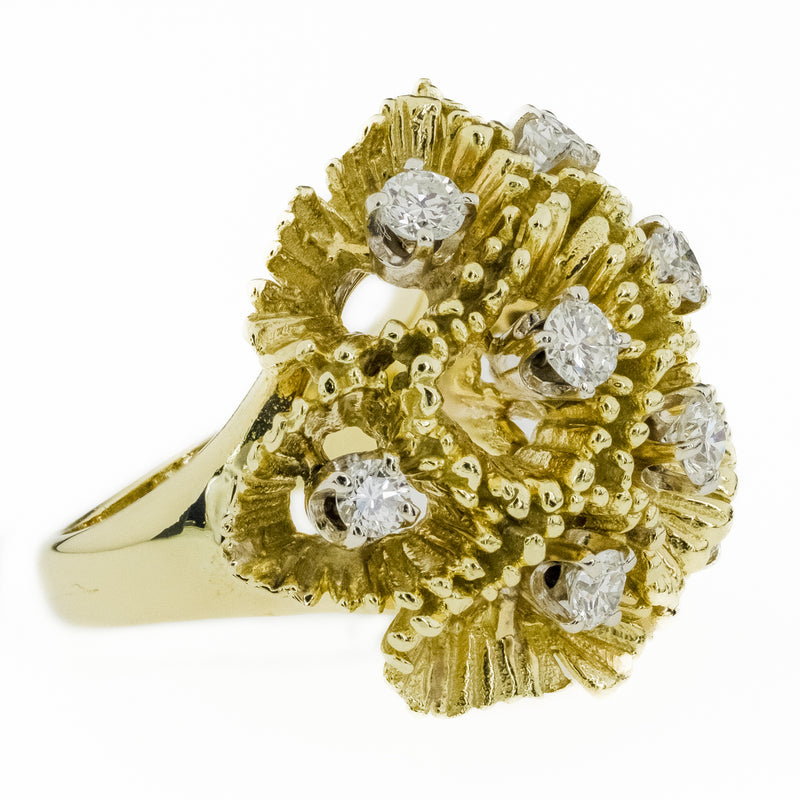 1.25ctw Anemone Diamond Cluster Ring in 18K Yellow Gold - Size 5.75