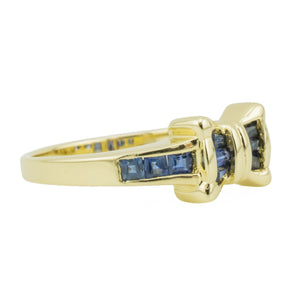 0.30ctw Sapphire Accented Bow Ring in 14K Yellow Gold - Size 7