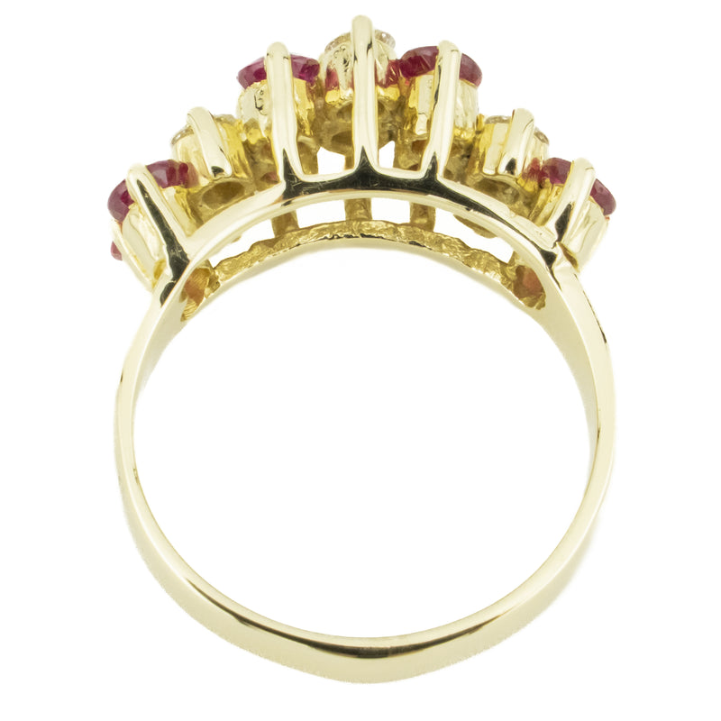 1.18ctw Natural Ruby & 0.42ctw Diamond Accents Ring in 14KYG- Size 6