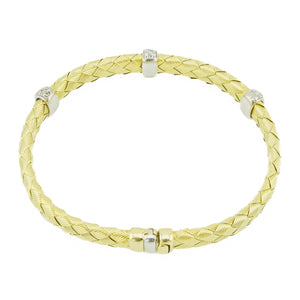 0.48ctw Diamond Accented Woven 8" Bangle Bracelet in 14K Two-Tone Gold - 20.6 grams