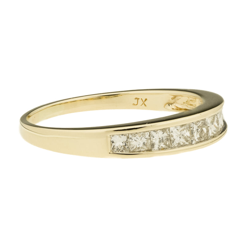 0.75ctw Princess Cut Diamond Accented Channel Set Wedding Band in 14K Yellow Gold - Size 6