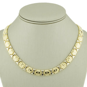9mm Wide Fancy 16" Necklace in 18K Two-Tone Gold - 36 Grams