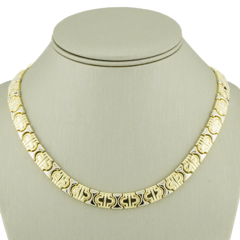 9mm Wide Fancy 16" Necklace in 18K Two-Tone Gold - 36 Grams