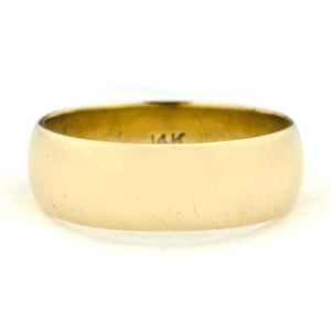 7.9mm Wide Half Round Wedding Band in 14K Yellow Gold