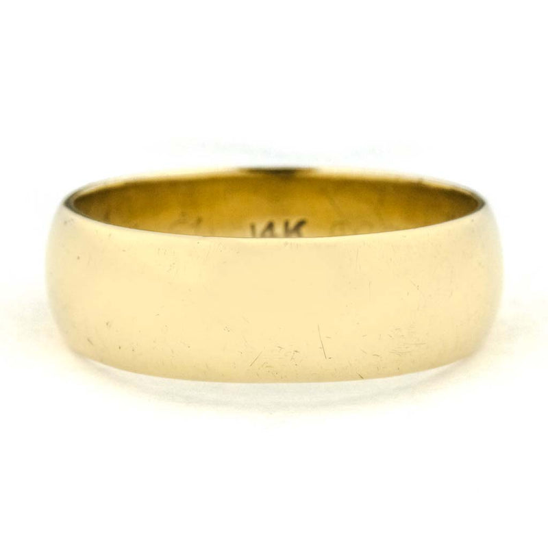 7.9mm Wide Half Round Wedding Band in 14K Yellow Gold