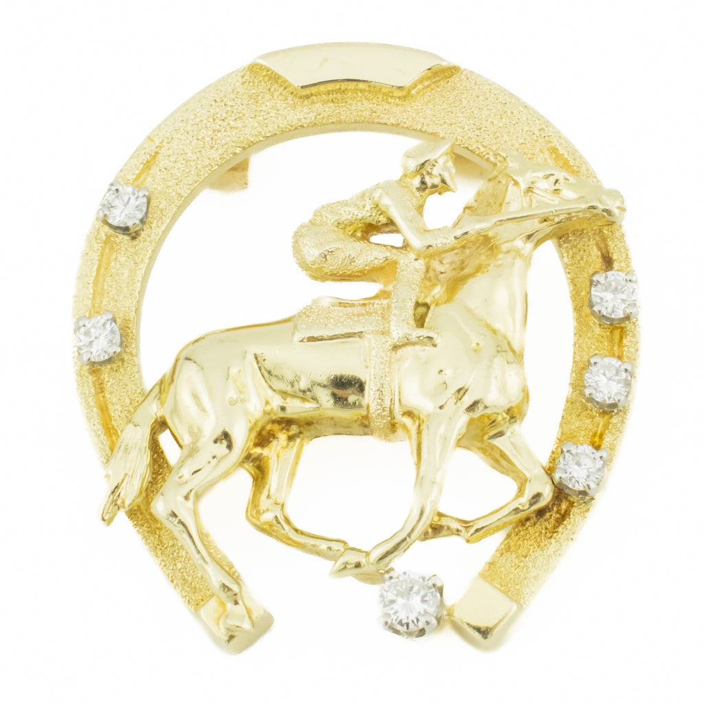 0.50ctw Diamond Accented Horse Pendant in 14K Yellow Gold - 16.2 Grams