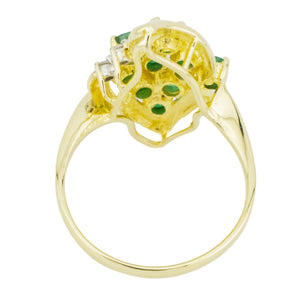 0.65ctw Emerald & Diamond Accented Gemstone Ring in 14K Yellow Gold - Size 7
