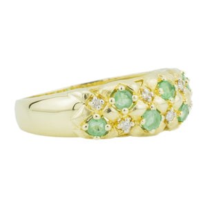 0.30ctw Emerald & 0.08ctw Diamond Accents Gemstone Ring in 14K Yellow Gold - Size 7