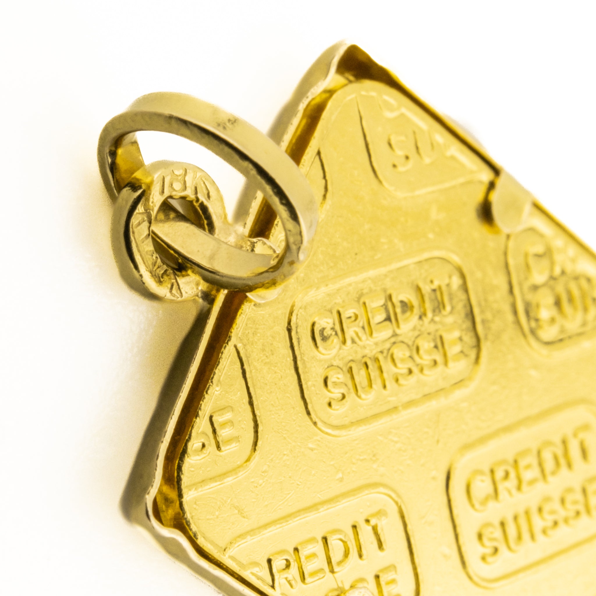 24K/18K Yellow Gold Credit Suisse grams Fine Gold Bar Pendant Charm