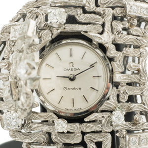 Vintage Omega Genève Diamond Accented Ladies Watch in 14K White Gold