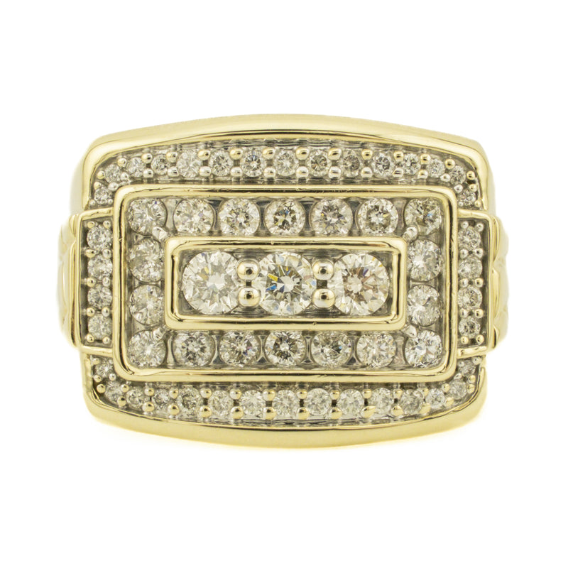 1.50ctw Gent's Diamond Cluster Ring in 10K Yellow Gold - Size 10