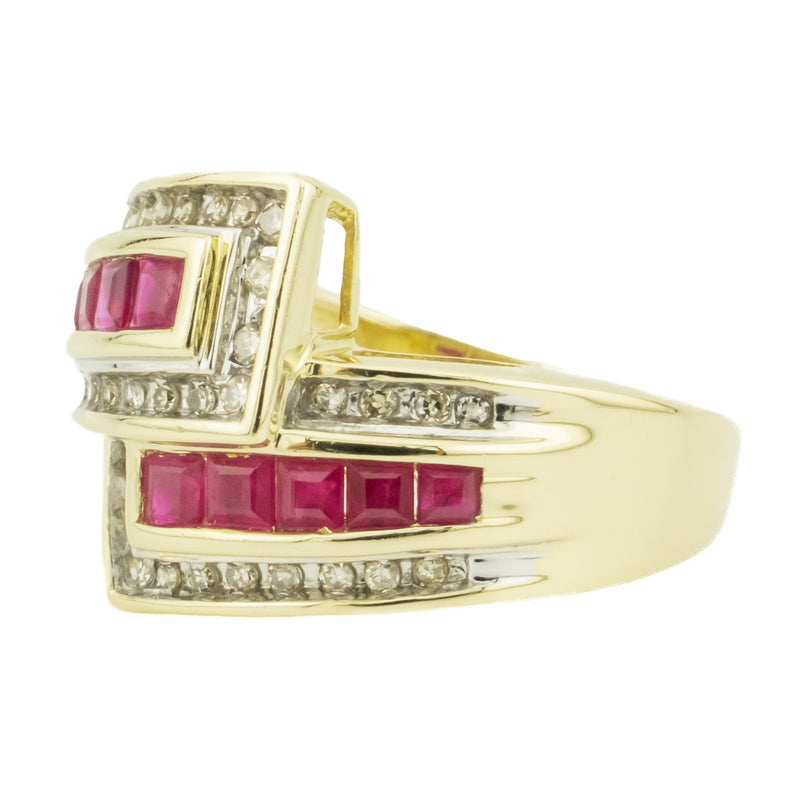 0.57ctw Natural Ruby & 0.16ctw Diamond Accents Ring in 14K Yellow Gold - Size 7.25