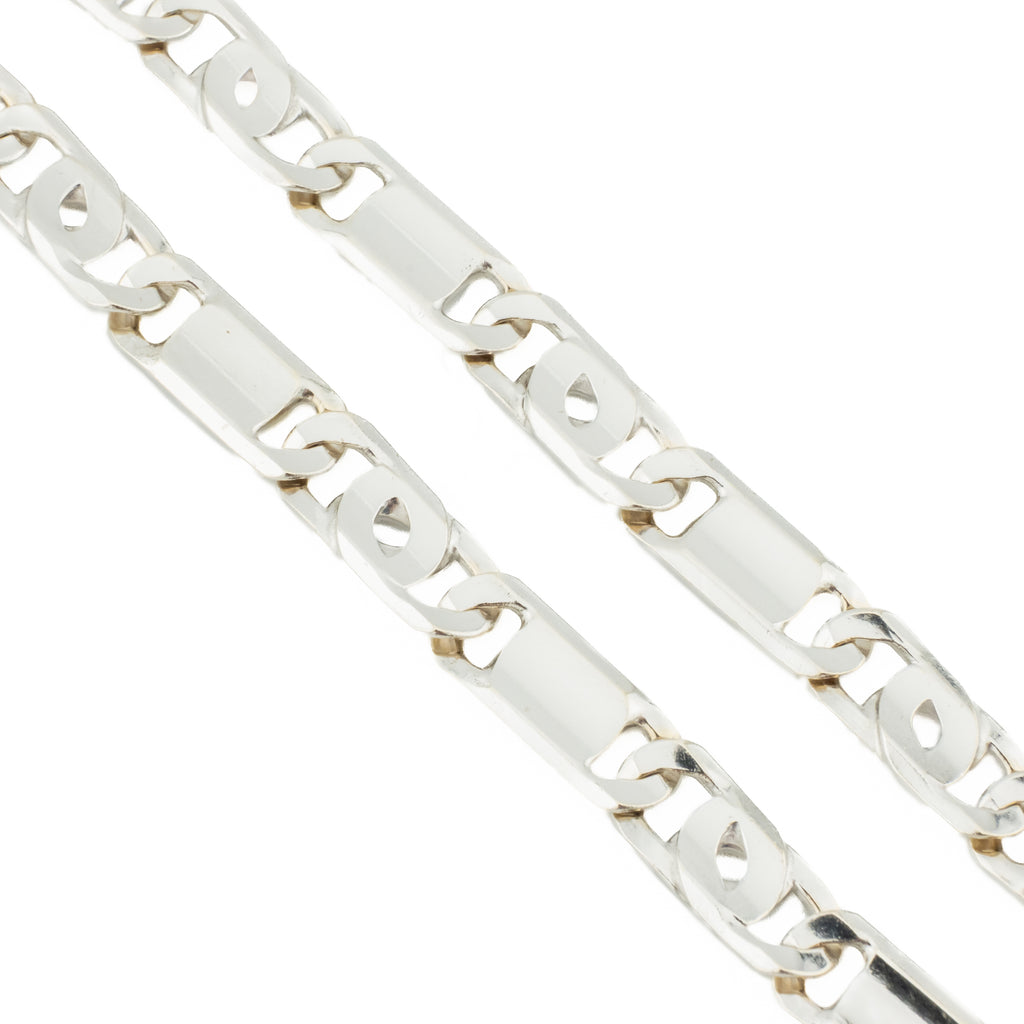 6.5mm Wide Tiger Eye 20" Chain in 14K White Gold - 41.8 Grams