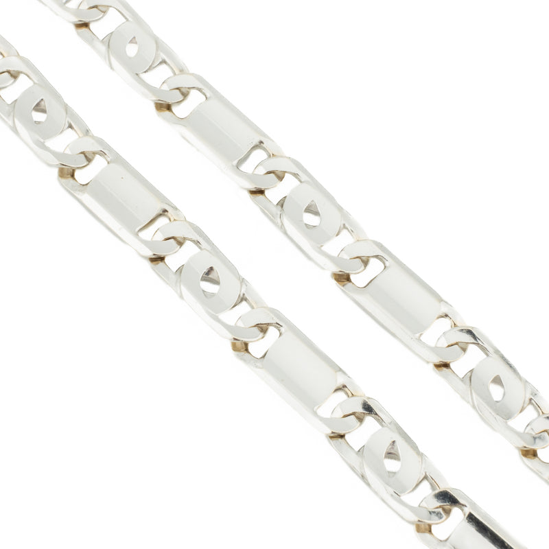 6.5mm Wide Tiger Eye 20" Chain in 14K White Gold - 41.8 Grams