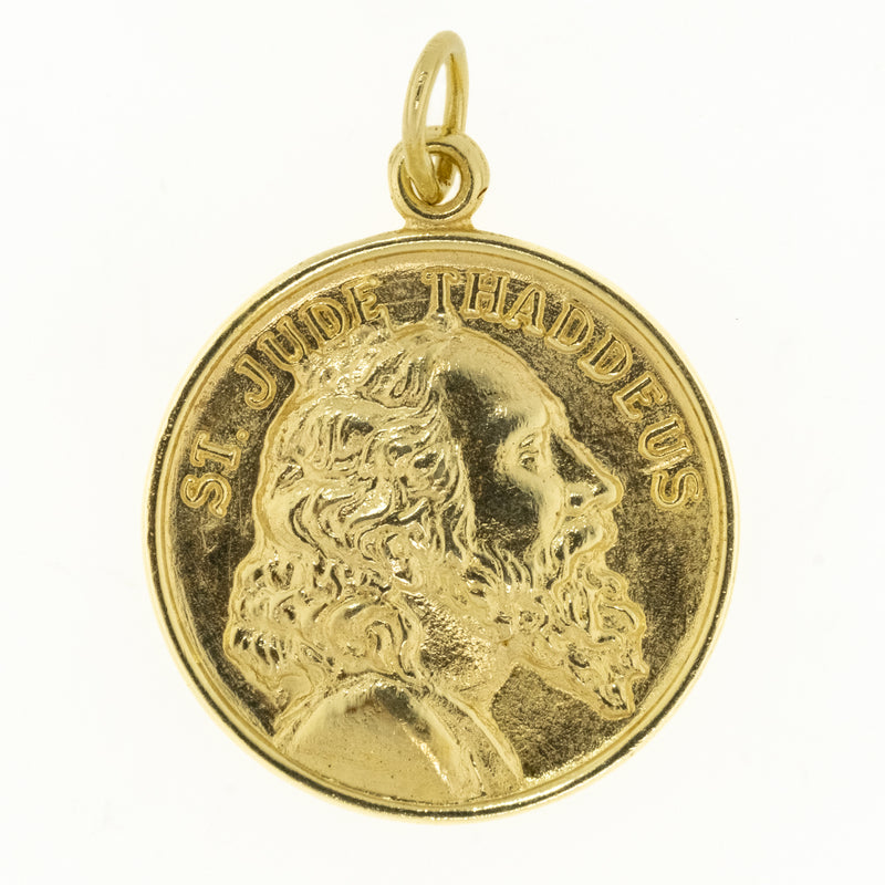 4.6 GramsSt Jude Thaddeus Detailed Coin Pendant Charm in 14K Yellow Gold