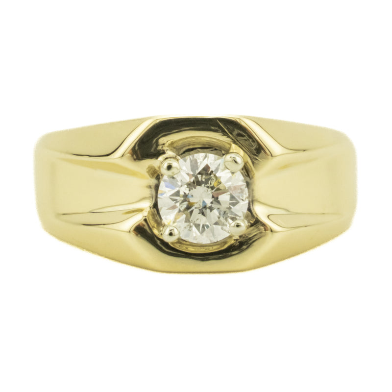 0.59ctw Solitaire Round Brilliant Diamond Gent's Ring in 14K Yellow Gold -Size 7.5