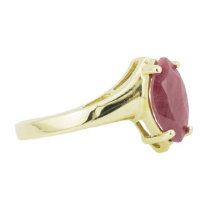 1.10ctw Marquise Natural Ruby Solitaire Ring in 10K Yellow Gold - Size 8