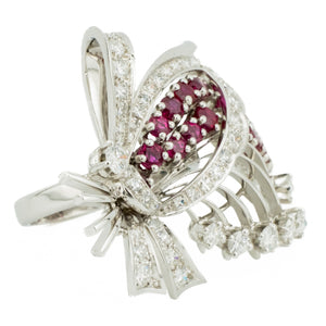 1.10ctw Ruby & 0.80ctw Diamond Accents Ring in 18 White Gold - Size 6