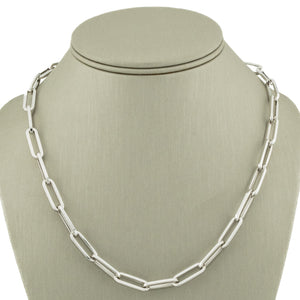 6mm Wide Paperclip Link 18" Chain Necklace in 14K White Gold