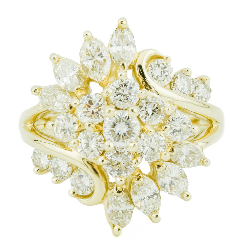 2.50ctw Diamond Cluster Lady's Ring in 14K Yellow Gold - Size 5.25