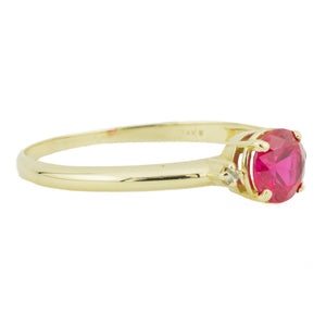 0.80ctw Round Lab Ruby & Diamond Accented Gemstone Ring in 14K Yellow Gold - Size 10.25