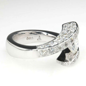 1.21ct Round VS2/G Diamond Bypass Statement Ring in 14K White Gold