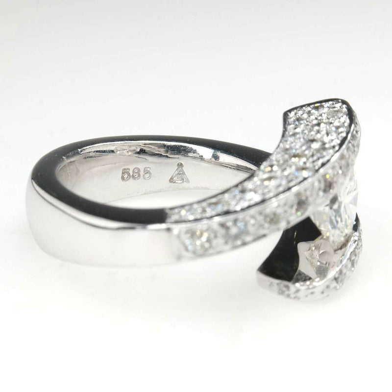 1.21ct Round VS2/G Diamond Bypass Statement Ring in 14K White Gold