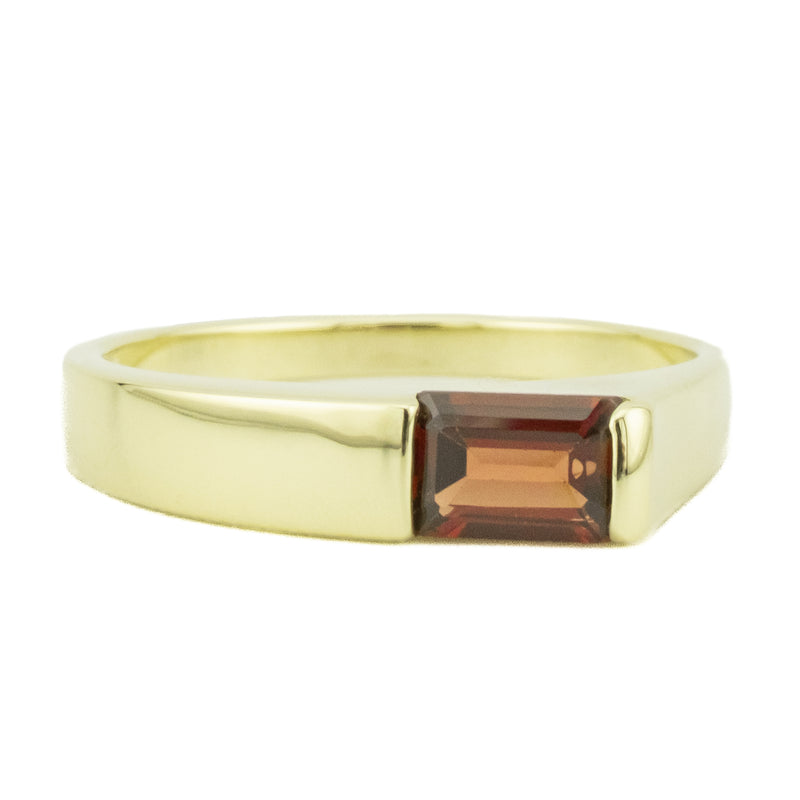 0.58ct Solitaire Baguette Garnet Gemstone Ring 14K Yellow Gold - Size 6.75