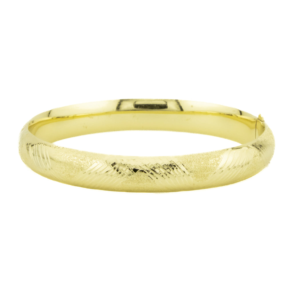 10mm Fashion Hollow Bangle 8" Bracelet in 14K Yellow Gold