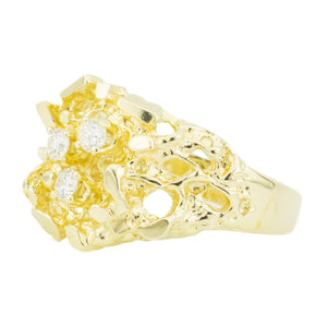 0.36ctw Diamond Accented Nugget Gent's Ring in 14K Yellow Gold -Size 10.75