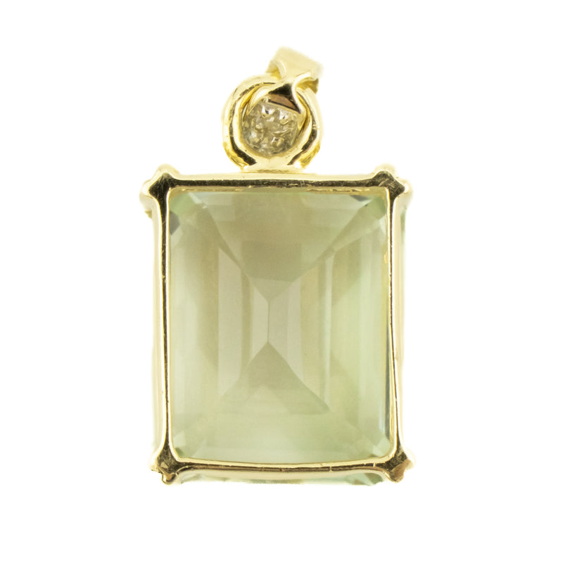 10.31ctw Emerald Cut Green Amethyst Pendant on 18" Chain in 14K Yellow Gold