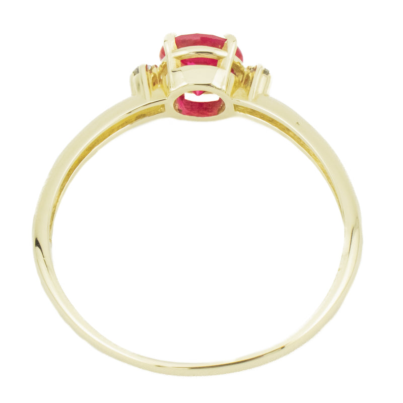 0.80ctw Round Lab Ruby & Diamond Accented Gemstone Ring in 14K Yellow Gold - Size 10.25