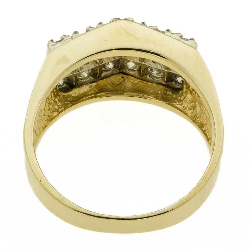 1.08ctw Diamond Accented Gent's Ring in 14K Two Tone Gold -Size 9.5