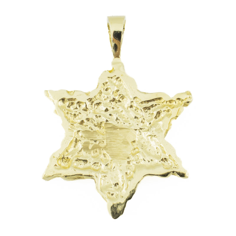 Gold Star of David Nugget Pendant in 14K Yellow Gold - 7.3 Grams