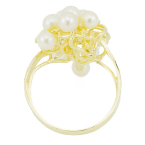 Pearl & Diamond Accented Ring in 14K Yellow Gold - Size 5.5