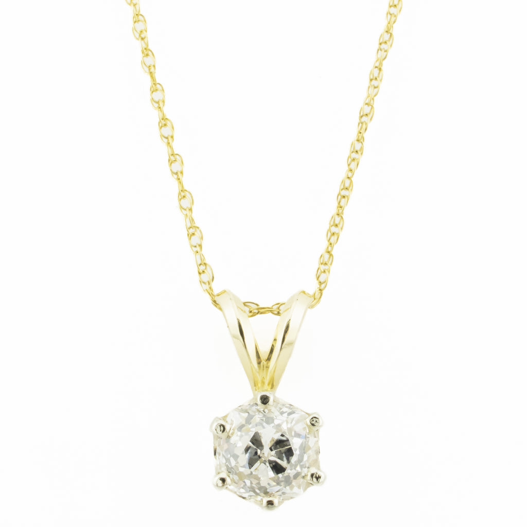 1.00ctw Old Mine Diamond Solitaire Pendant in 14K Yellow Gold - Chain Not Included