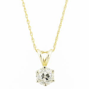 1.00ctw Old Mine Diamond Solitaire Pendant in 14K Yellow Gold - Chain Not Included