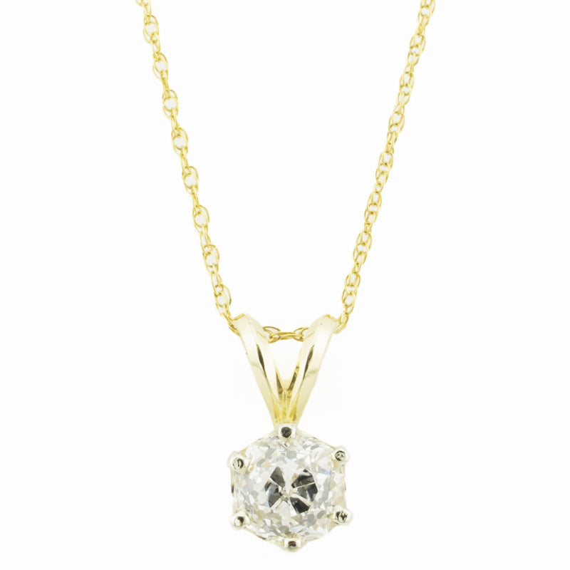 1.00ctw Old Mine Diamond Solitaire Pendant in 14K Yellow Gold - Chain Not Included