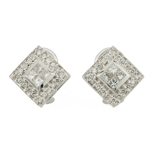 1.00ctw Diamond Accented Omega Back Earrings in 14K White Gold