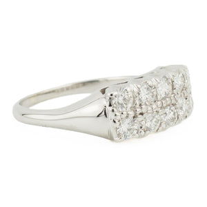 1.00ctw Round Diamond Accented Double Row Vintage Band Ring 14K White Gold - Size 8