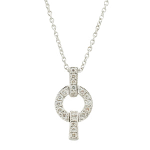 0.20ctw Diamond Accented Pendant and 14.5"/13" Cable Chain in 18K White Gold