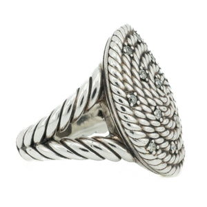David Yurman 0.14ctw Diamond Cable Coil Ring in Sterling Silver - Size 6.5