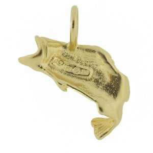 Fish Pendant with Ruby Eye in Solid 14K Yellow Gold - 3.2 grams
