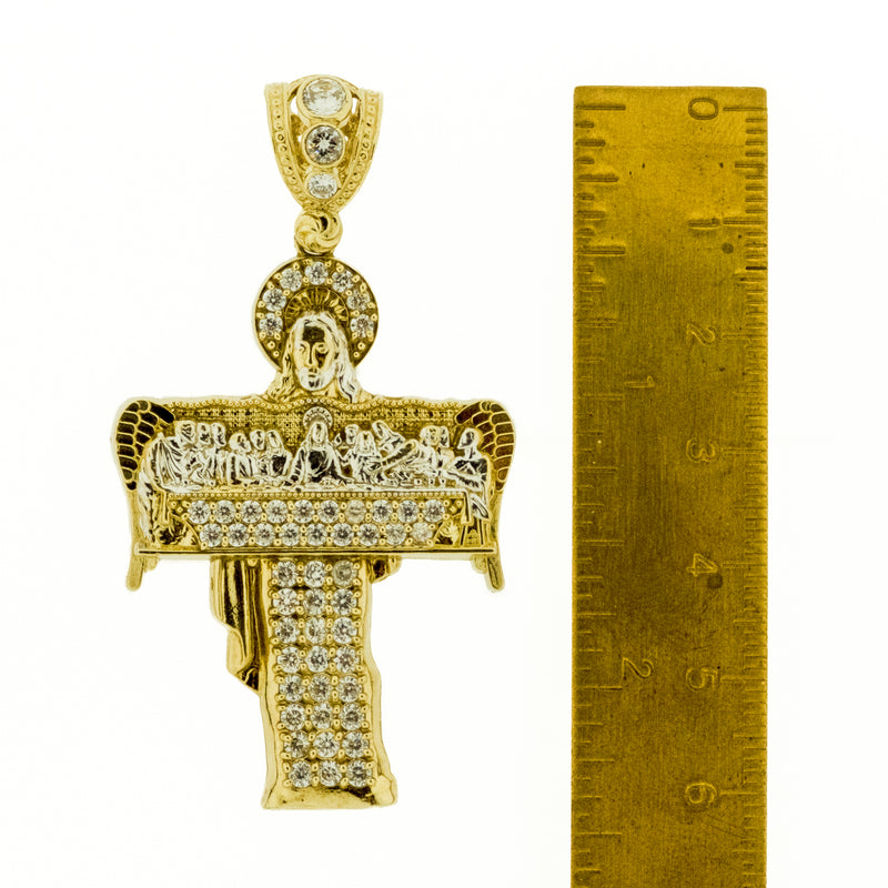 Cubic Zirconia Last Supper Pendant in 10K Two-Tone Gold