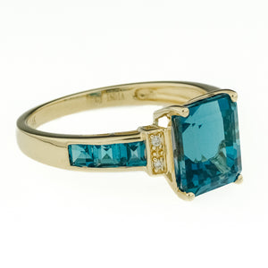 2.62ctw Blue Topaz with Diamond and Blue Topaz Accents Ring in 14K Yellow Gold - Size 8