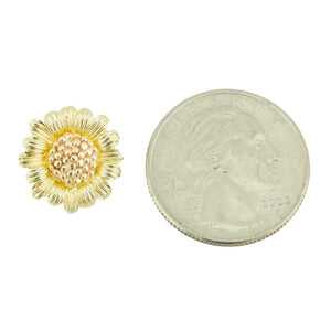 Gold Sunflower Pendant in 14K Two-Tone Gold - 2.2 Grams