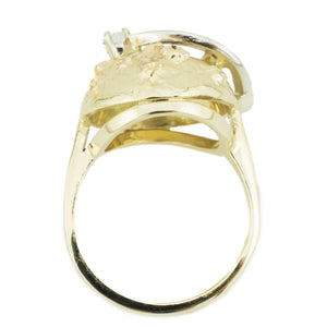 0.10ctw Round Solitaire Diamond Shooting Star & Moon Ring in 14K Two-Tone Gold - Size 6.5