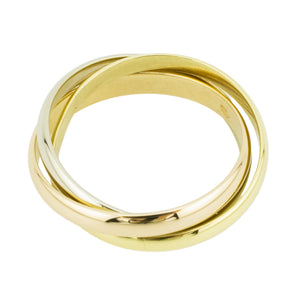 Cartier Trinity Gold Band Ring in 18K Tri-Tone Gold - Size 6