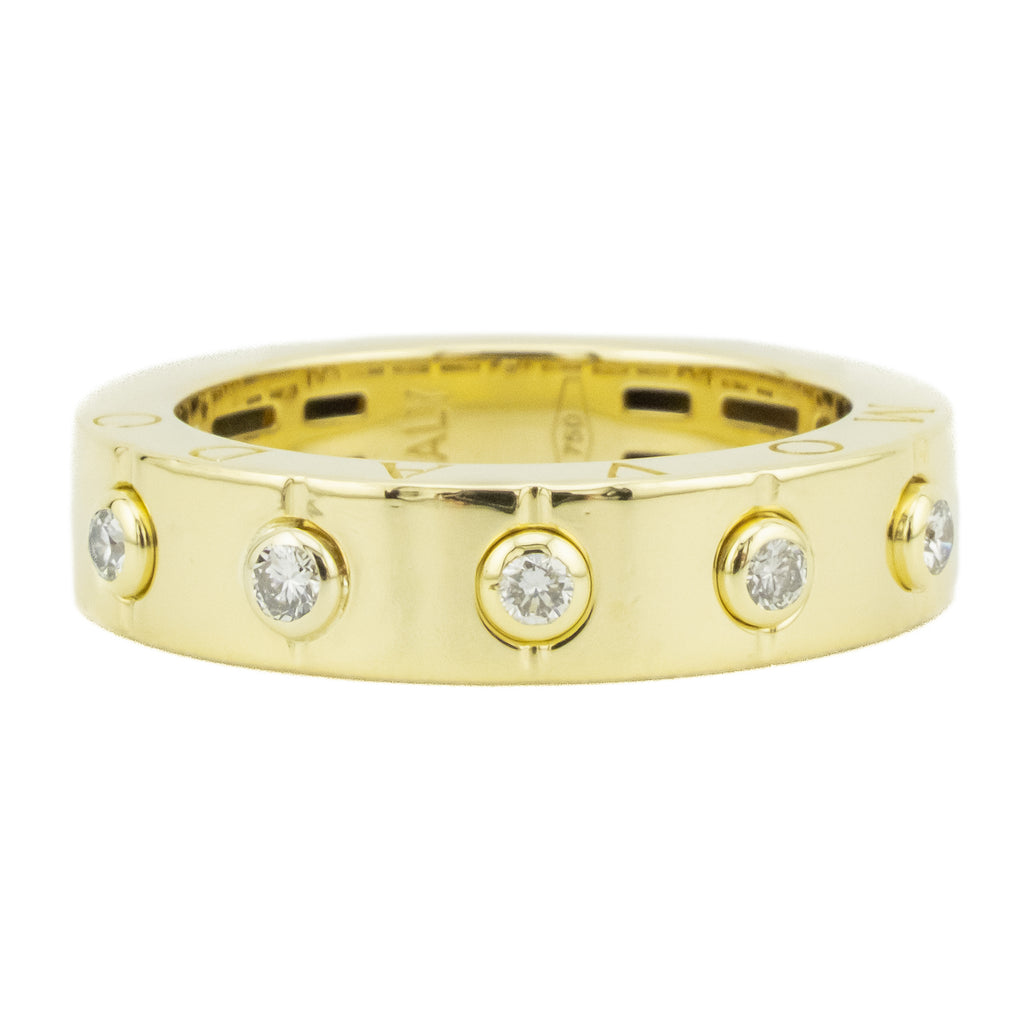 0.20ctw Round Brilliant Diamond Accented Movao Band Ring in 18K Yellow Gold - Size 6.75