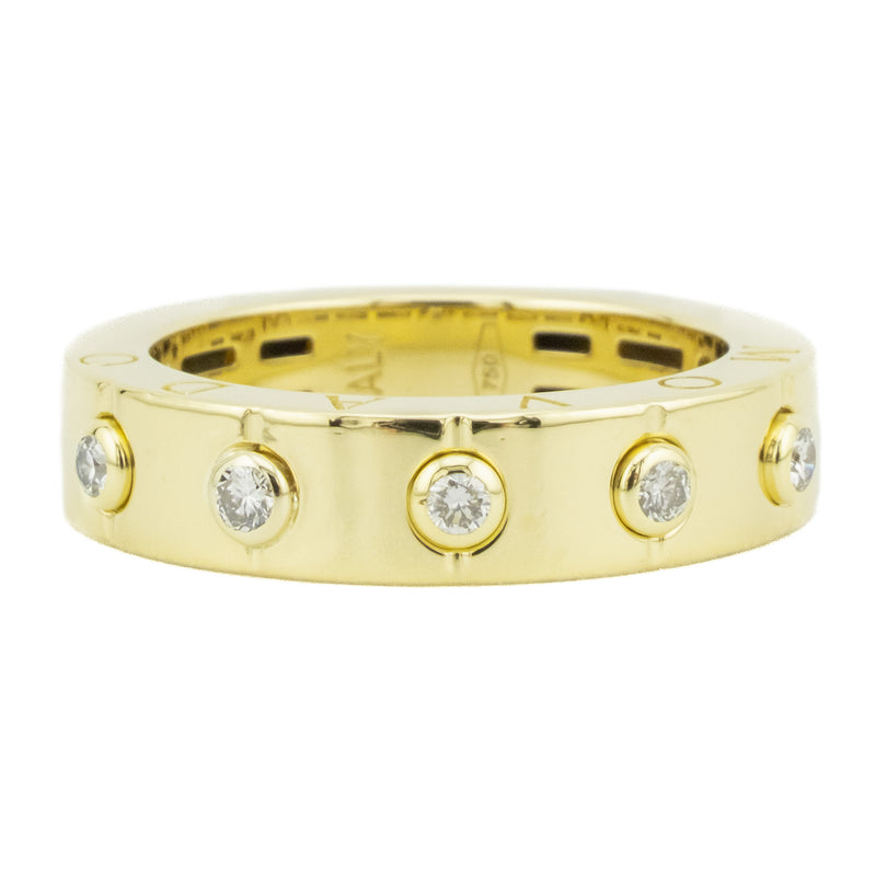0.20ctw Round Brilliant Diamond Accented Movao Band Ring in 18K Yellow Gold - Size 6.75